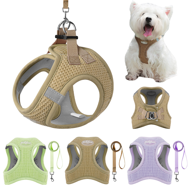 Breathable Waffle Puppy Cat Harness Leash for Small Dogs