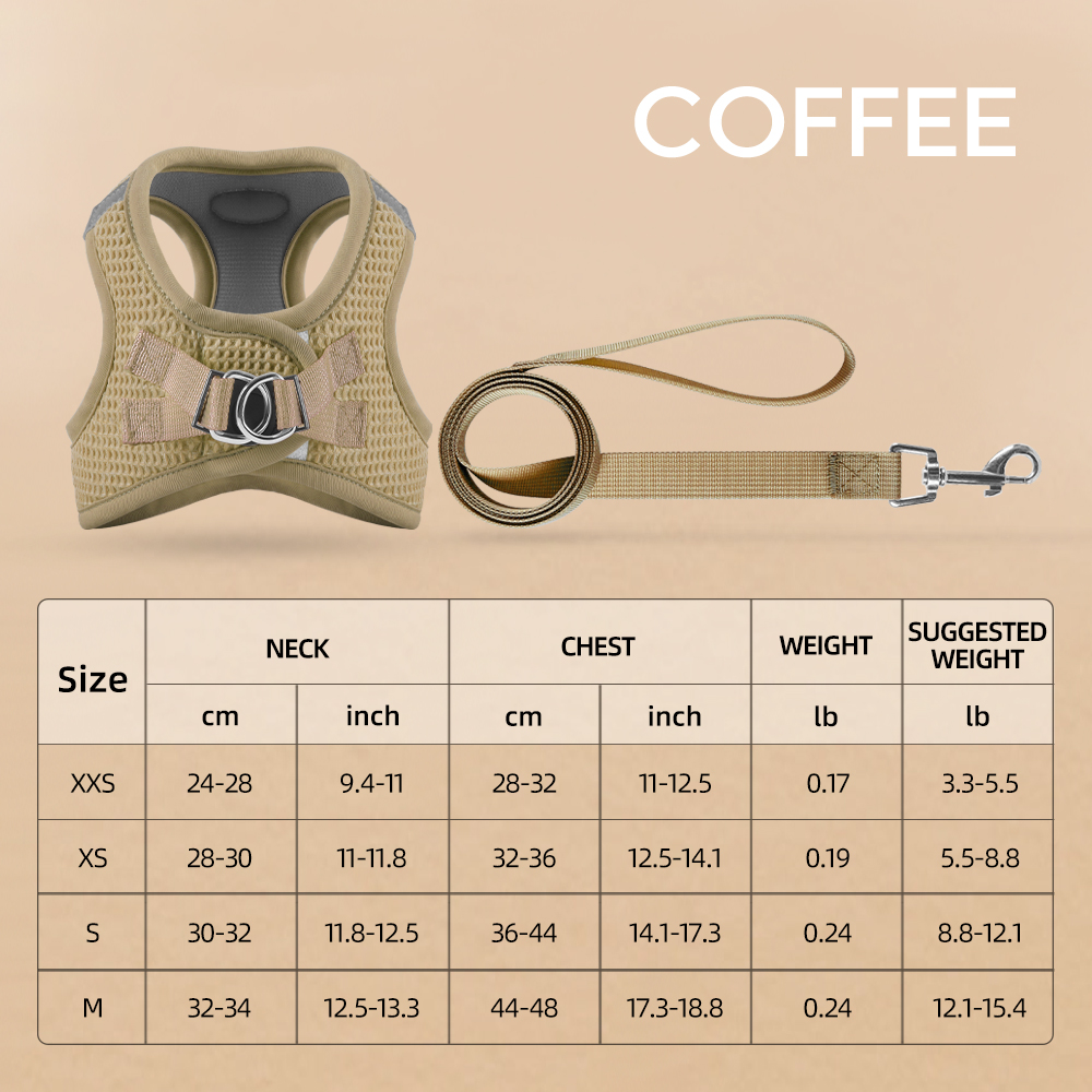 Breathable Waffle Puppy Cat Harness Leash for Small Dogs