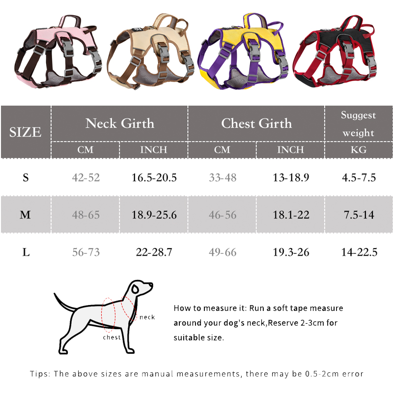 Reflective adjustable harness for small to large dogs