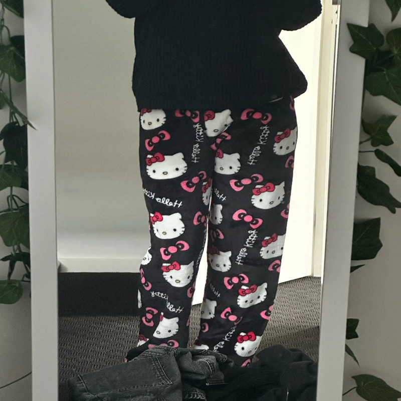 Sanrio Hello Kitty Flannel Pajamas Anime Pants Casual