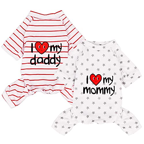 Cotton Dog Pajamas 2-Pack - Small/Medium Dogs, I Love Mommy/Daddy