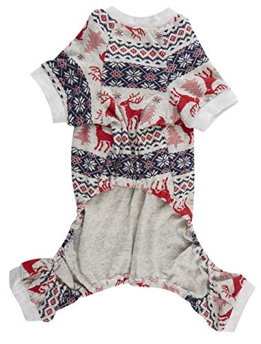 Dog Pajamas Xmas Cotton Grey Red 16" Medium