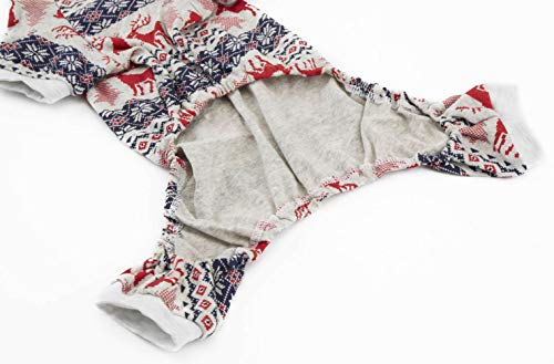 Dog Pajamas Xmas Cotton Grey Red 16" Medium