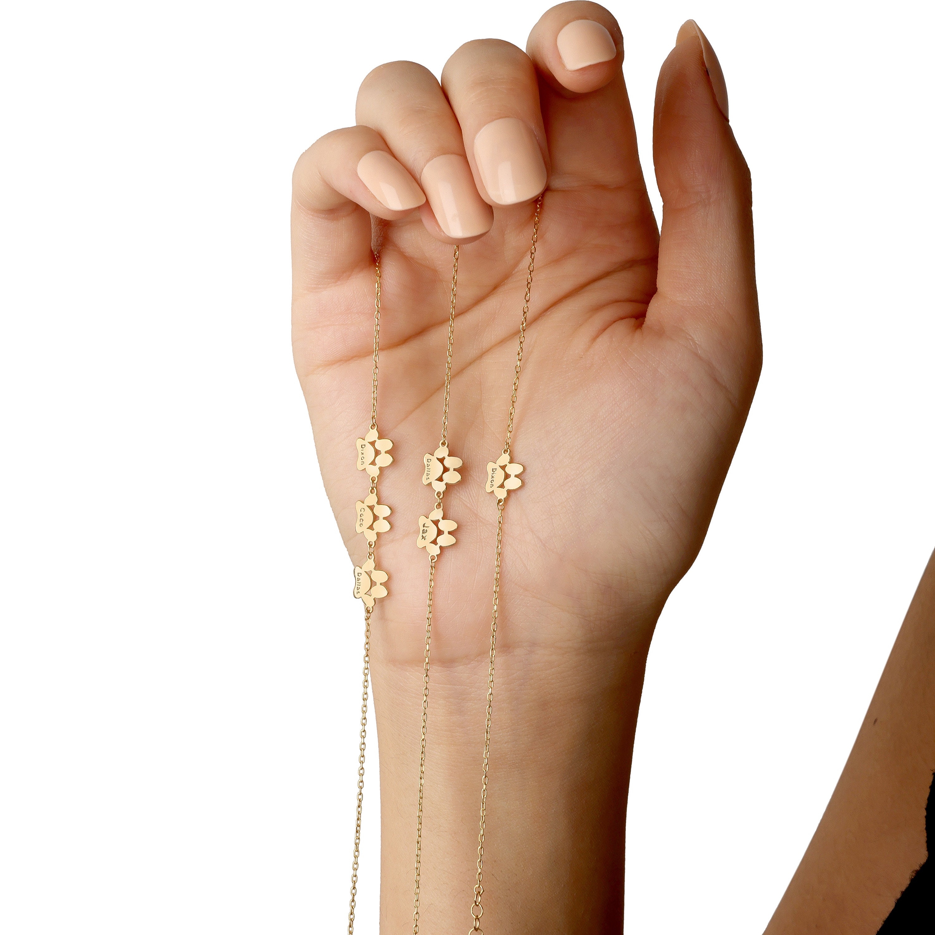 Personalized Paw Print Name Bracelet - Elegant, Minimalist