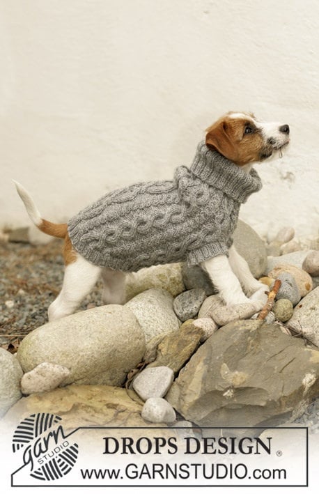 Handmade Cable Pattern Dog Sweater - Sizes XS-S-M