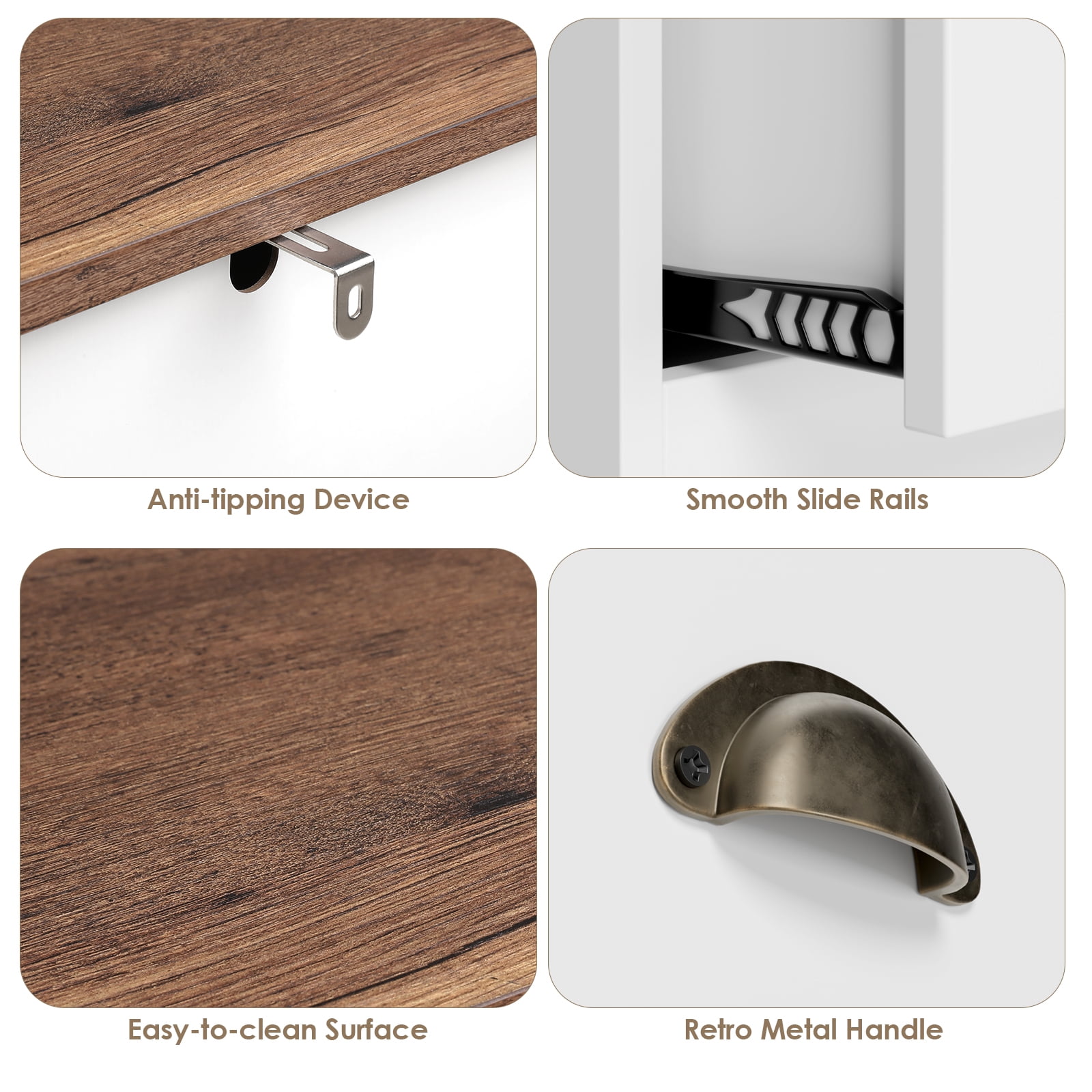 White Sideboard Cabinet with 3 Drawers & Doors