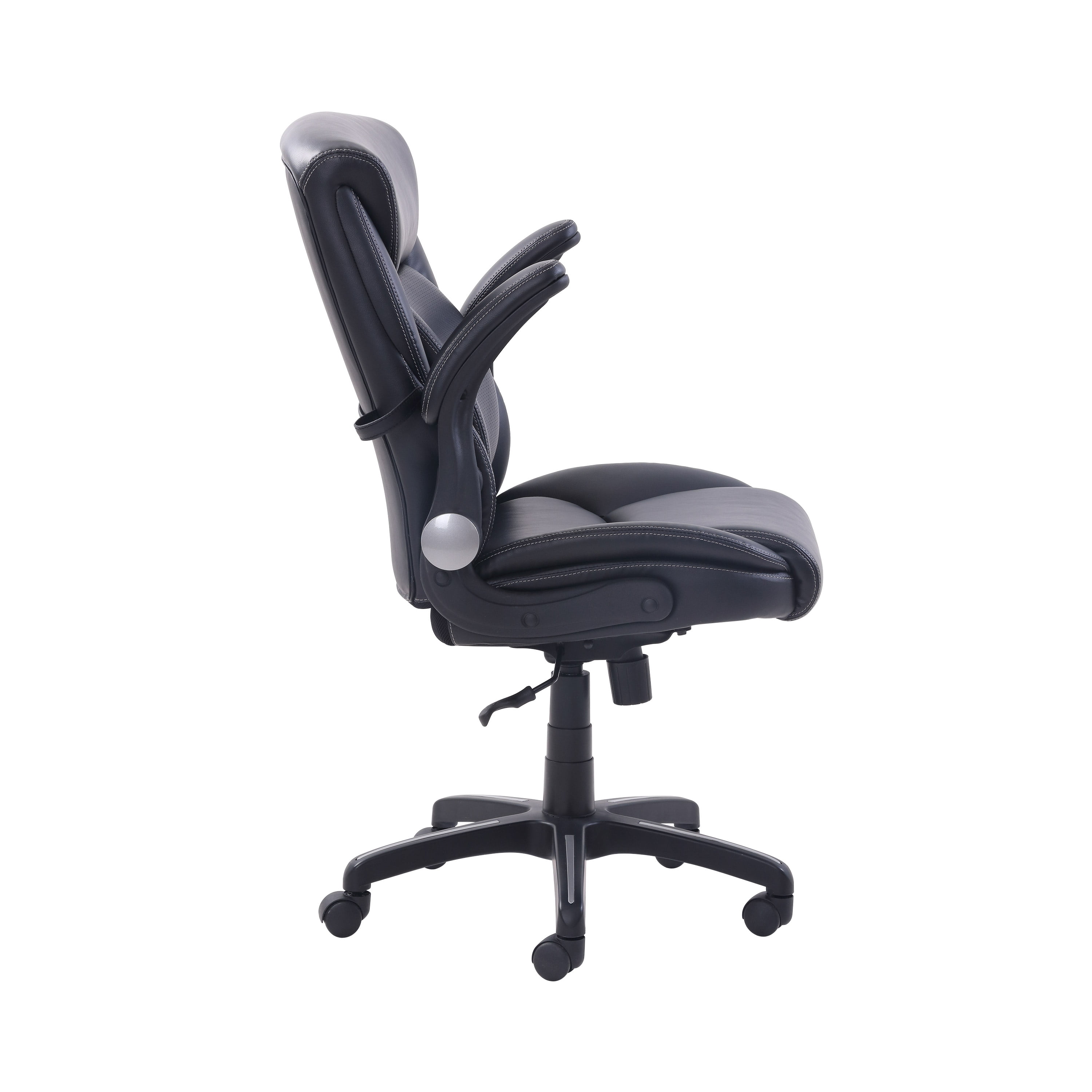 Black Bonded Leather Serta Office Chair with Lumbar Support
