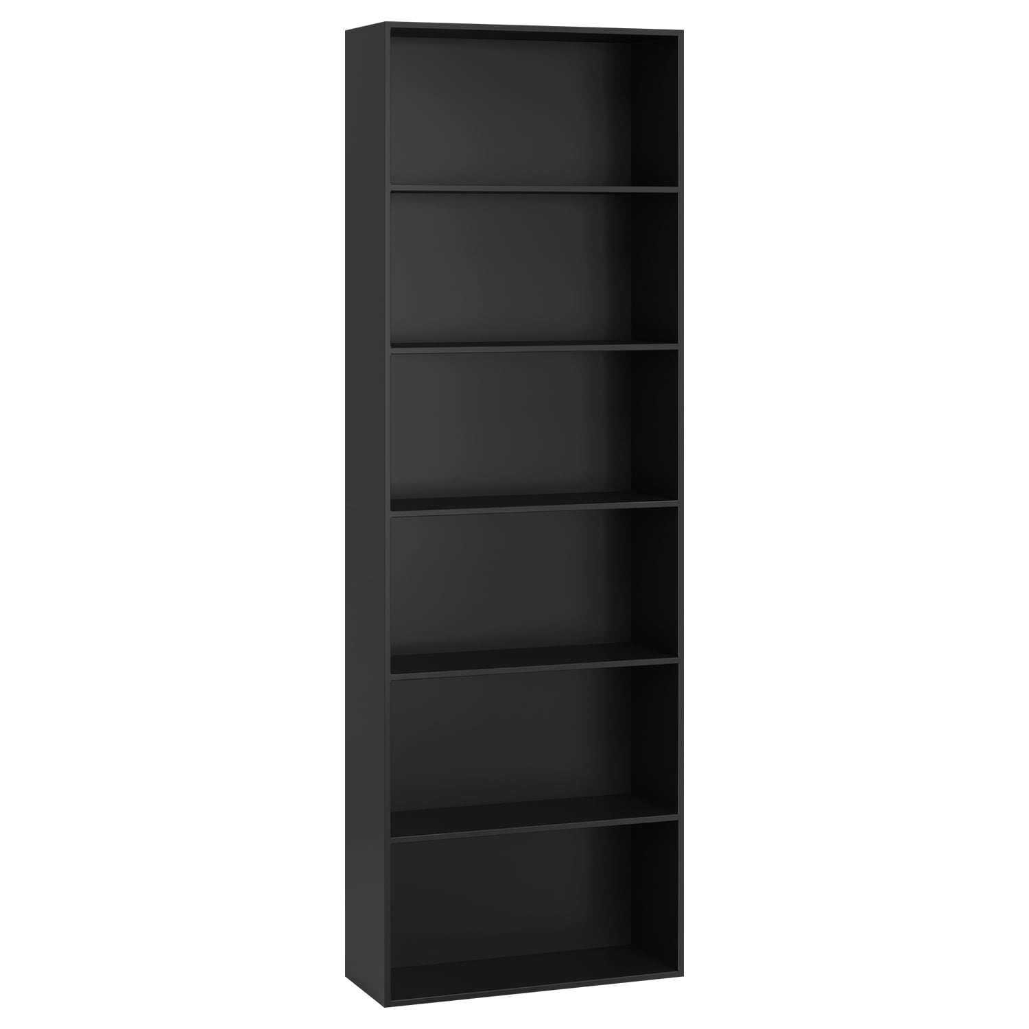 Black 6-Tier Bookshelf for Home Office