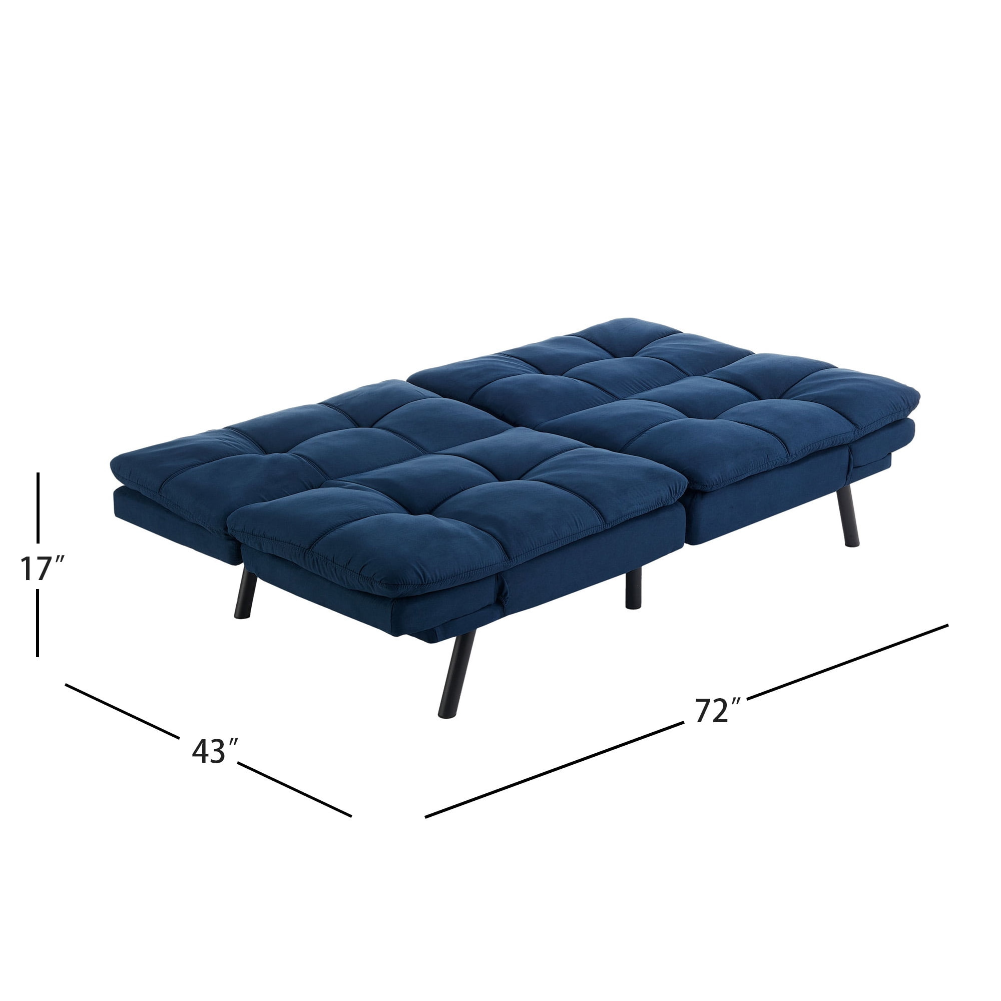 Mainstays Memory Foam Futon, Blue Faux Suede