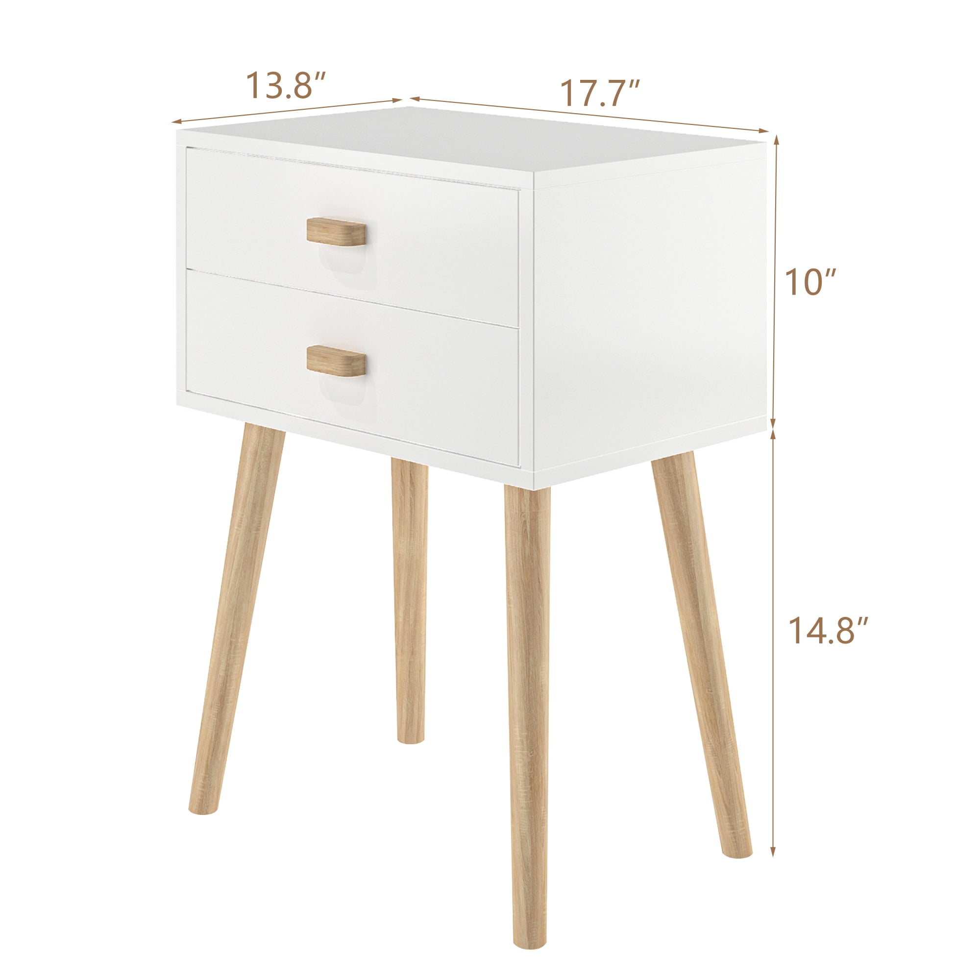 Modern White Bedside Table Set with Drawers