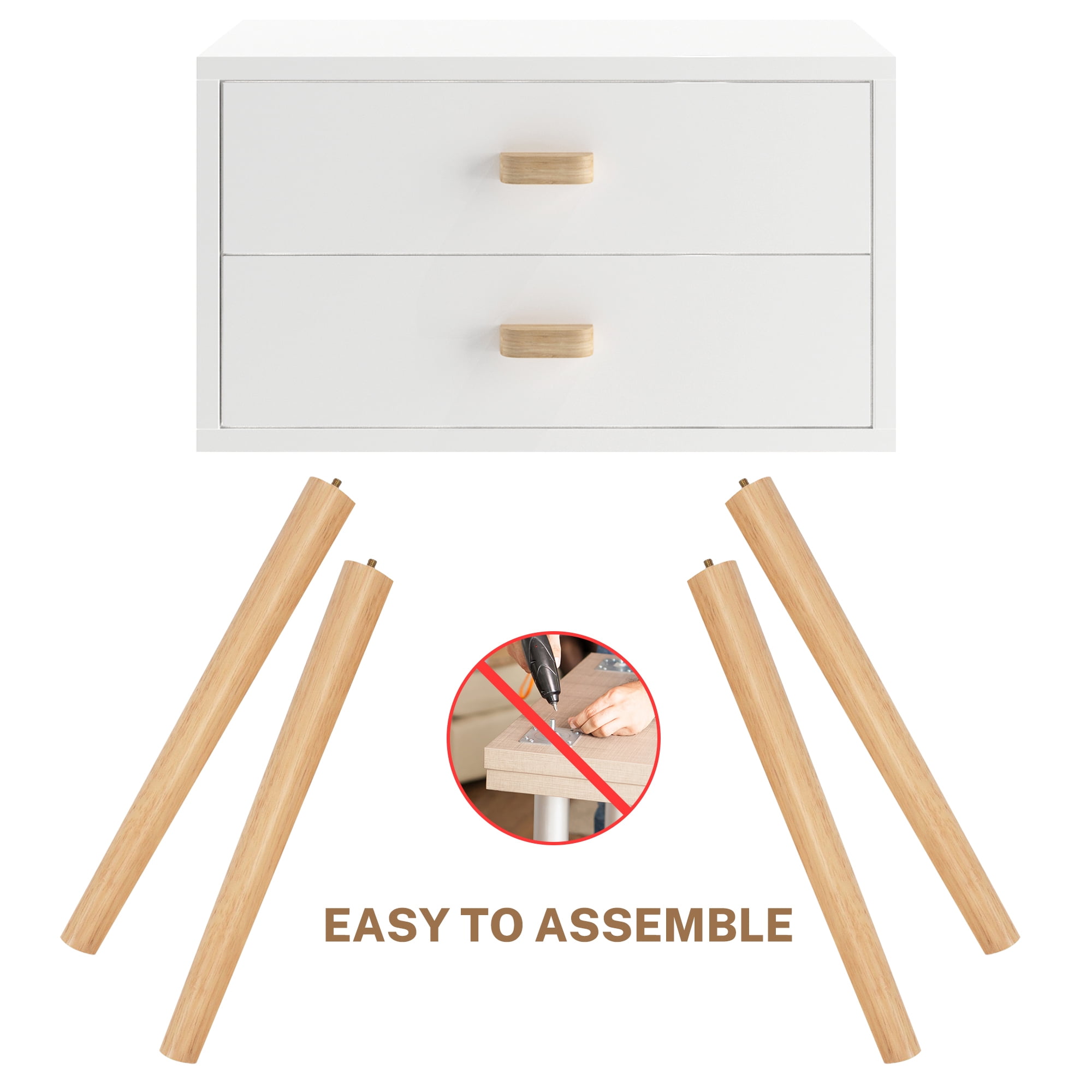 Modern White Bedside Table Set with Drawers