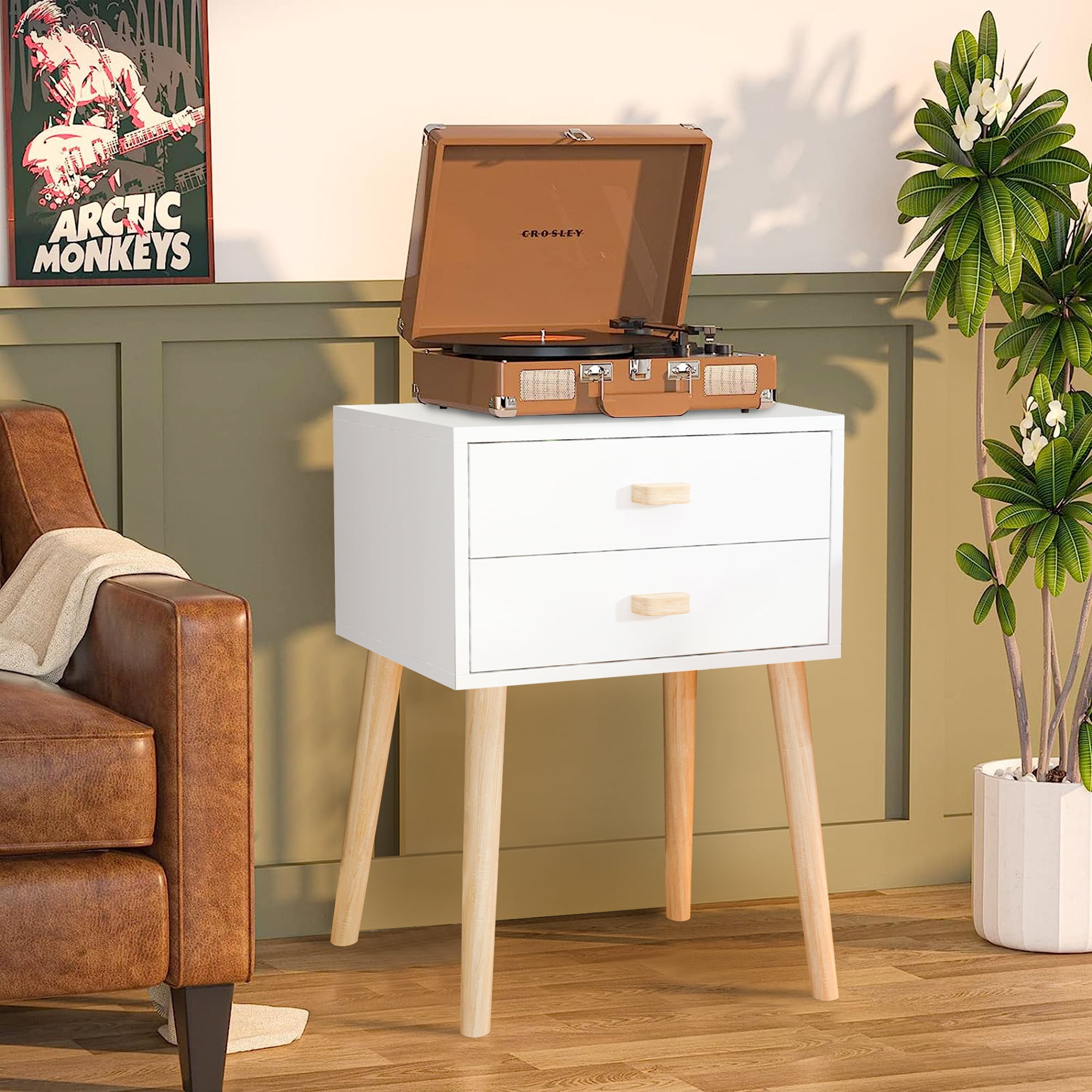 Modern White Bedside Table Set with Drawers