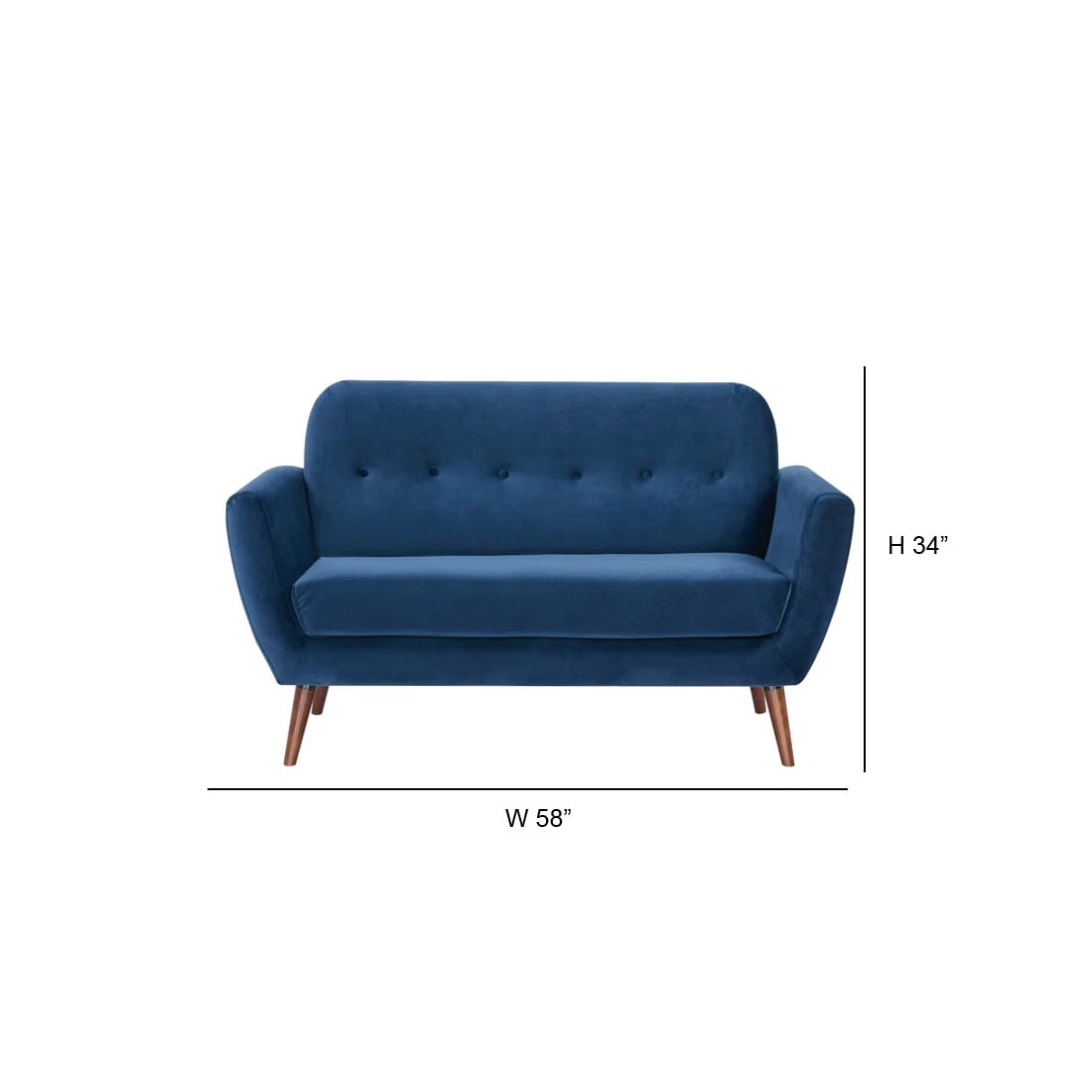 A&D Home Oakland Loveseat, Velvet Blue