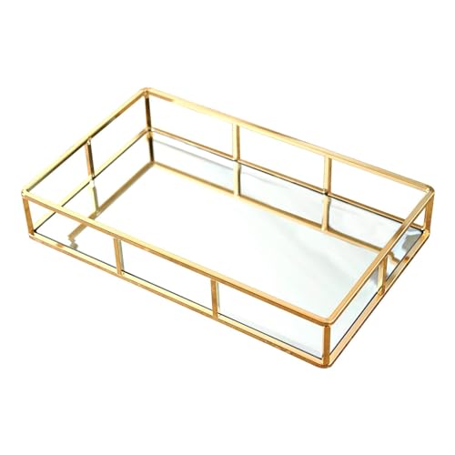PuTwo Gold Mirror Vanity Tray Organizer