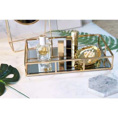 PuTwo Gold Mirror Vanity Tray Organizer