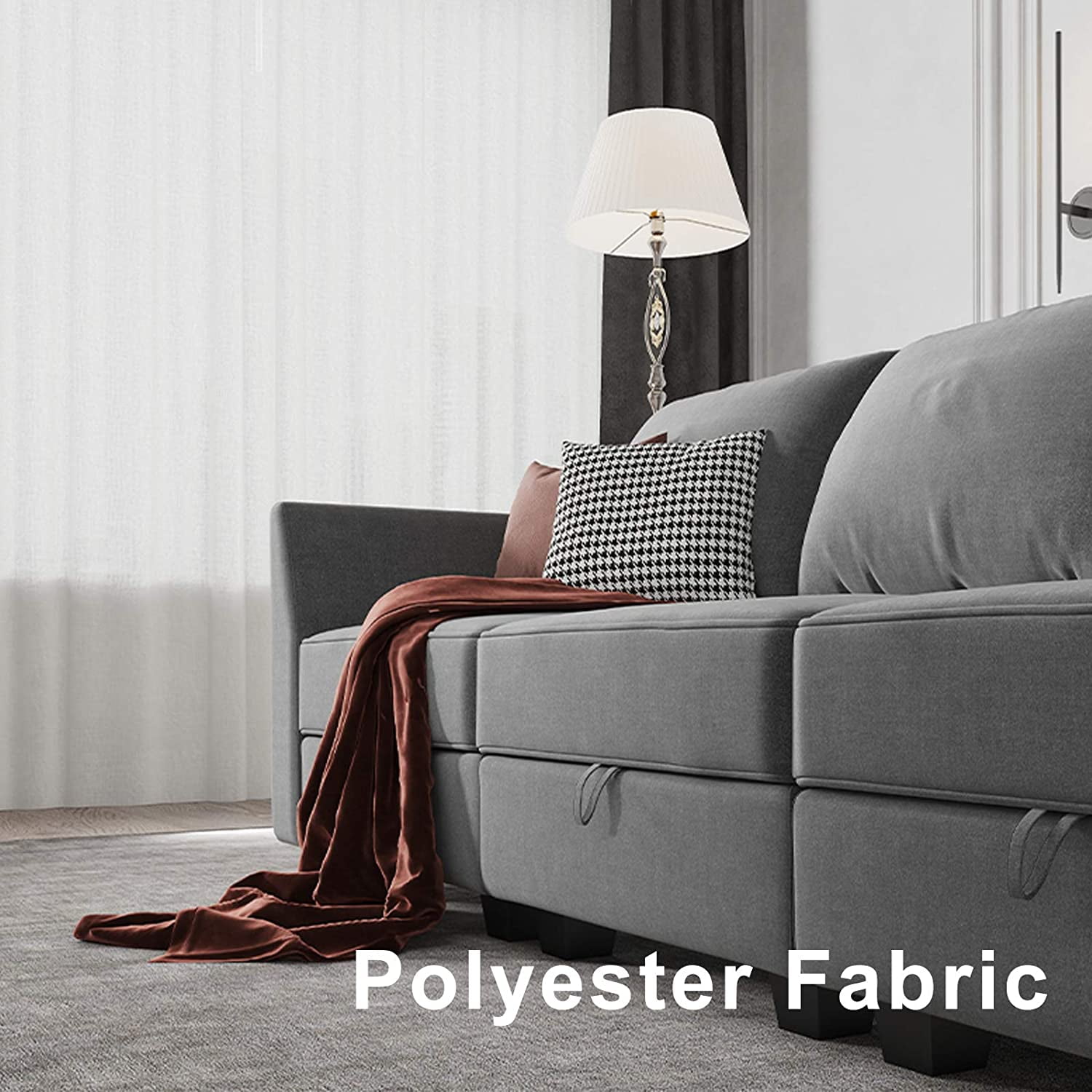 Gray U-Shaped Sectional Sofa with Ottomans