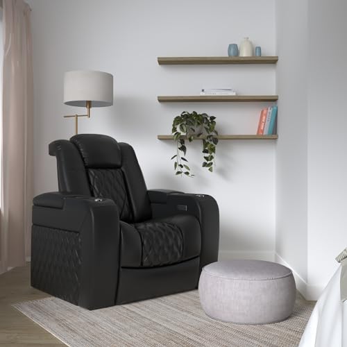 Italian Leather Power Recliner with Lumbar & Head Support