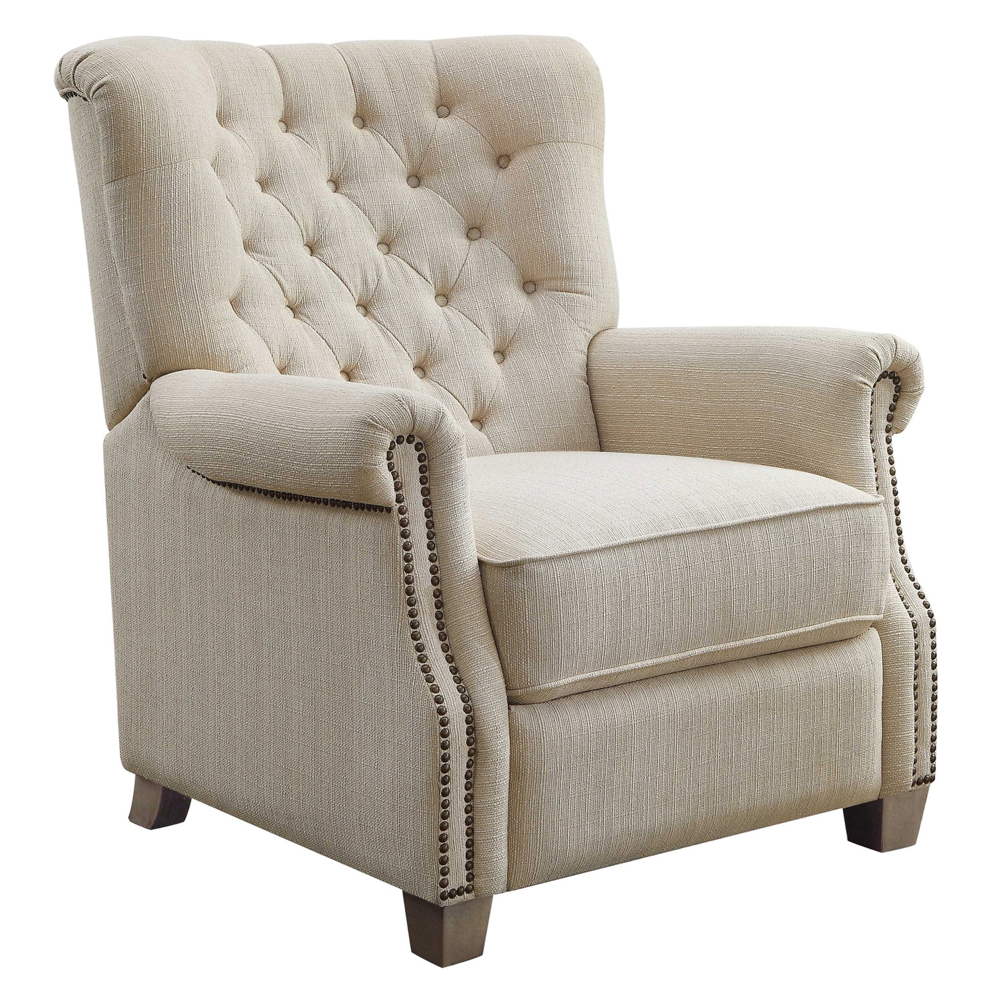 Beige Tufted Push Back Recliner