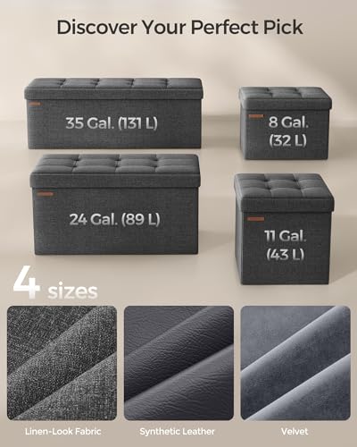 Foldable Storage Ottoman Bench - Dark Gray