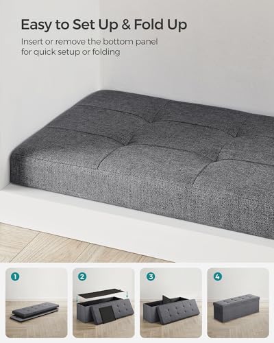 Foldable Storage Ottoman Bench - Dark Gray
