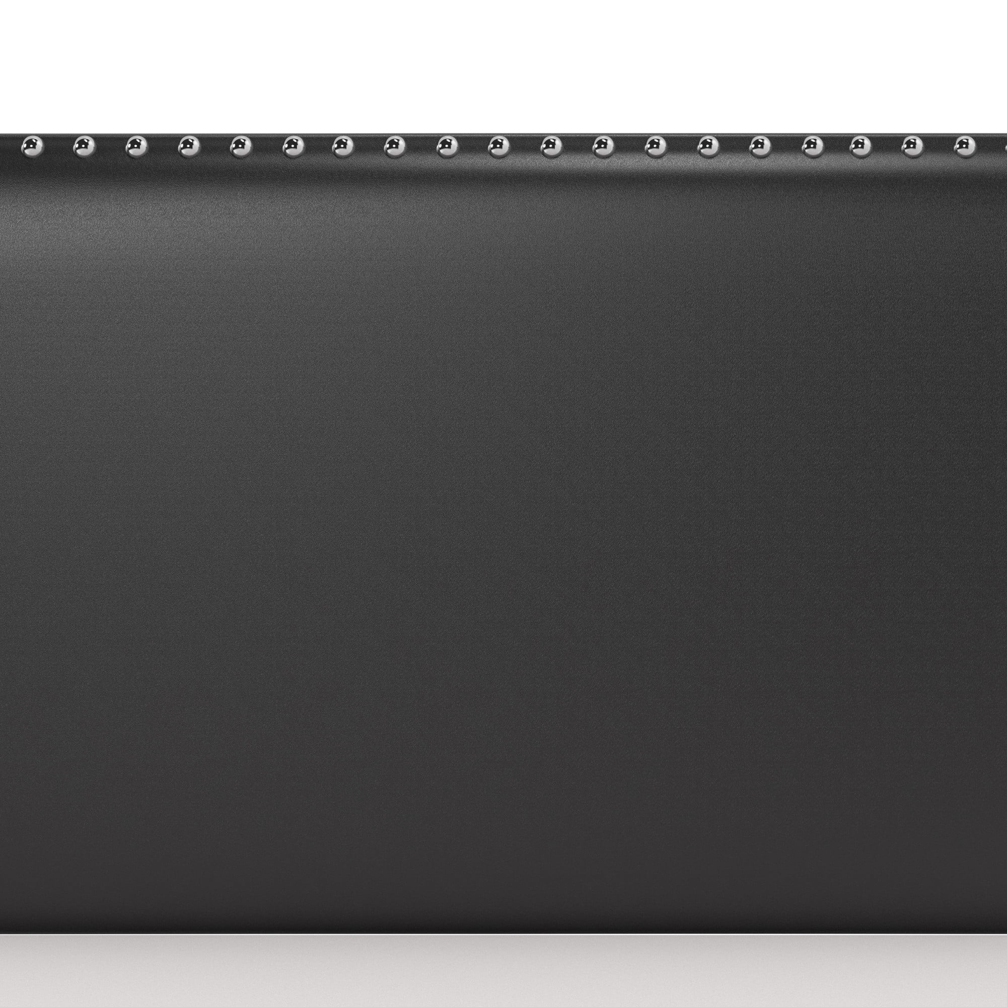 Black Faux Leather Upholstered Queen Bed with Nailhead Trim