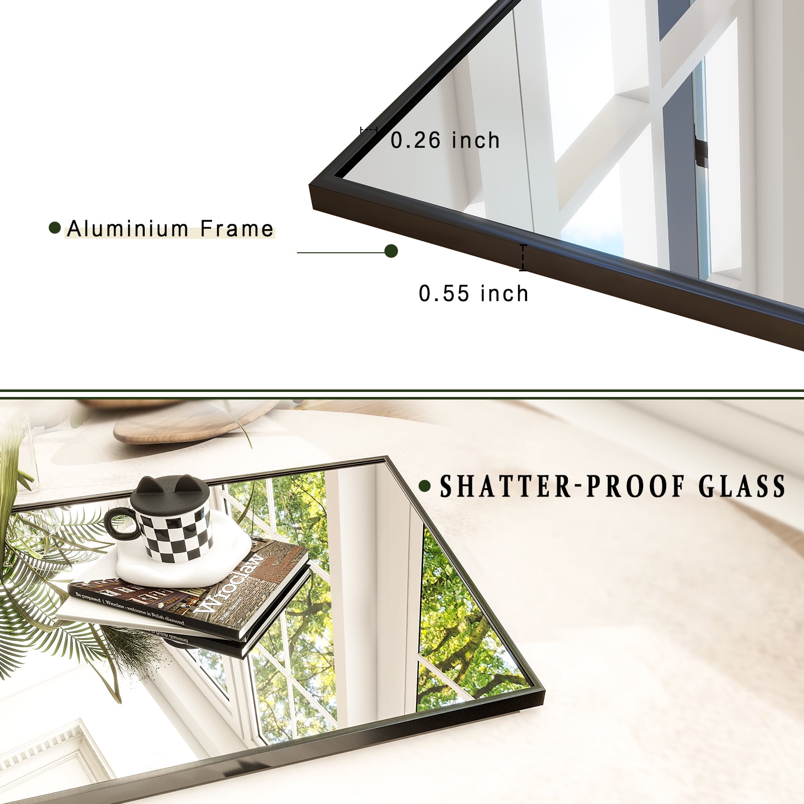 Full-Length Black Mirror for Dressing Room