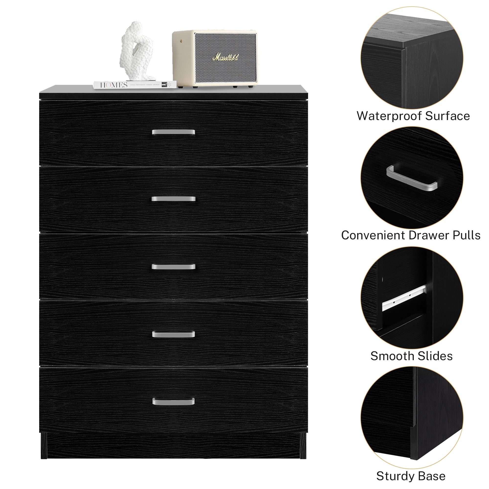 Modern Black 4-Drawer Dresser for Any Room