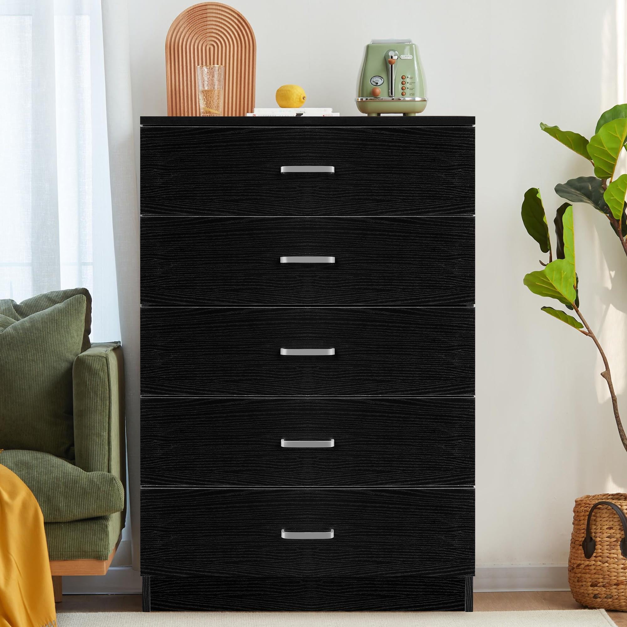 Modern Black 4-Drawer Dresser for Any Room