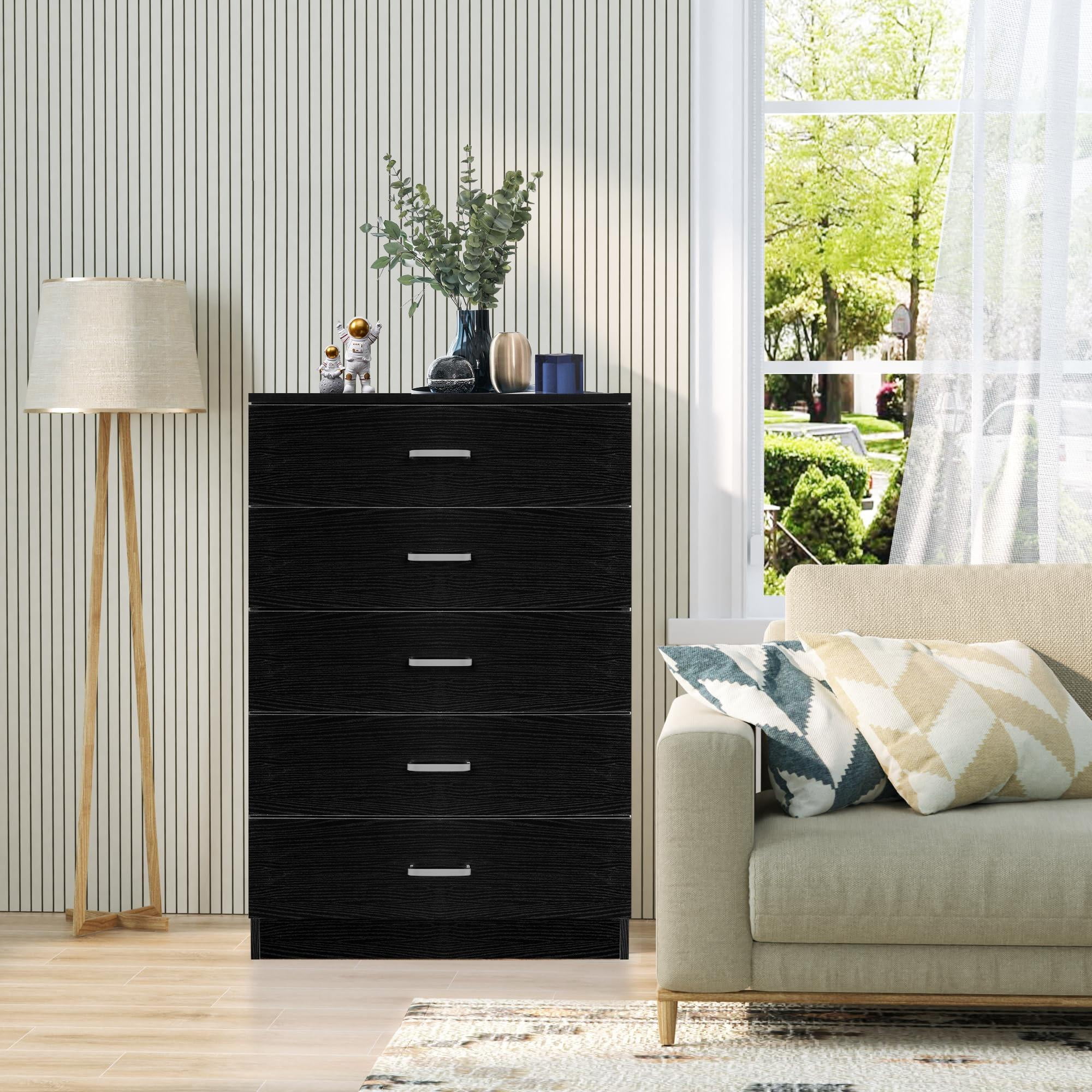 Modern Black 4-Drawer Dresser for Any Room