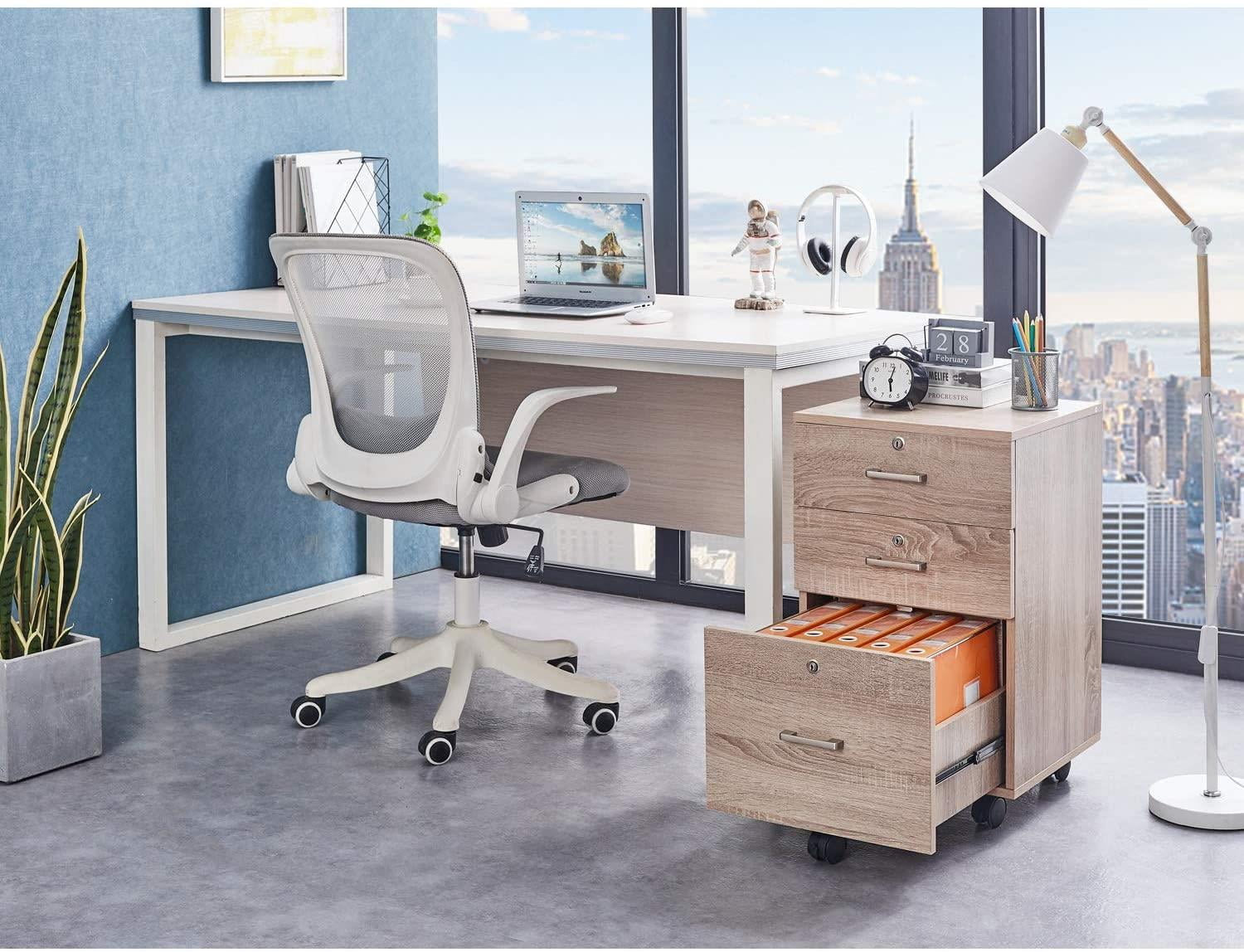 Portable Oak File Cabinet with Lock - Ktaxon