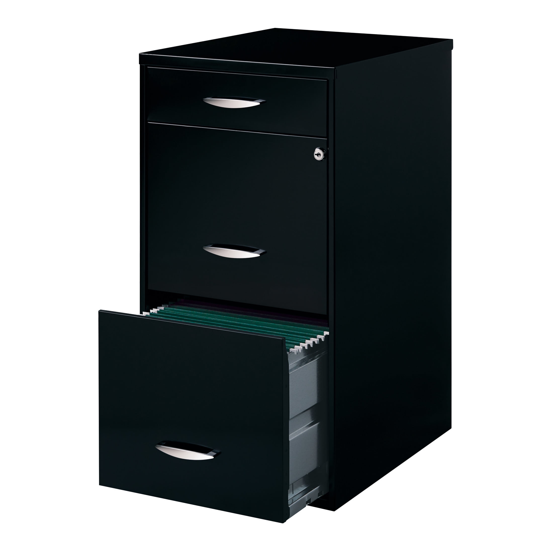 Filing Cabinet 18"W, 3-Drawer Organizer File, Black