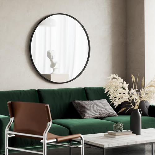 Modern Rubber Frame Wall Mirror - Black