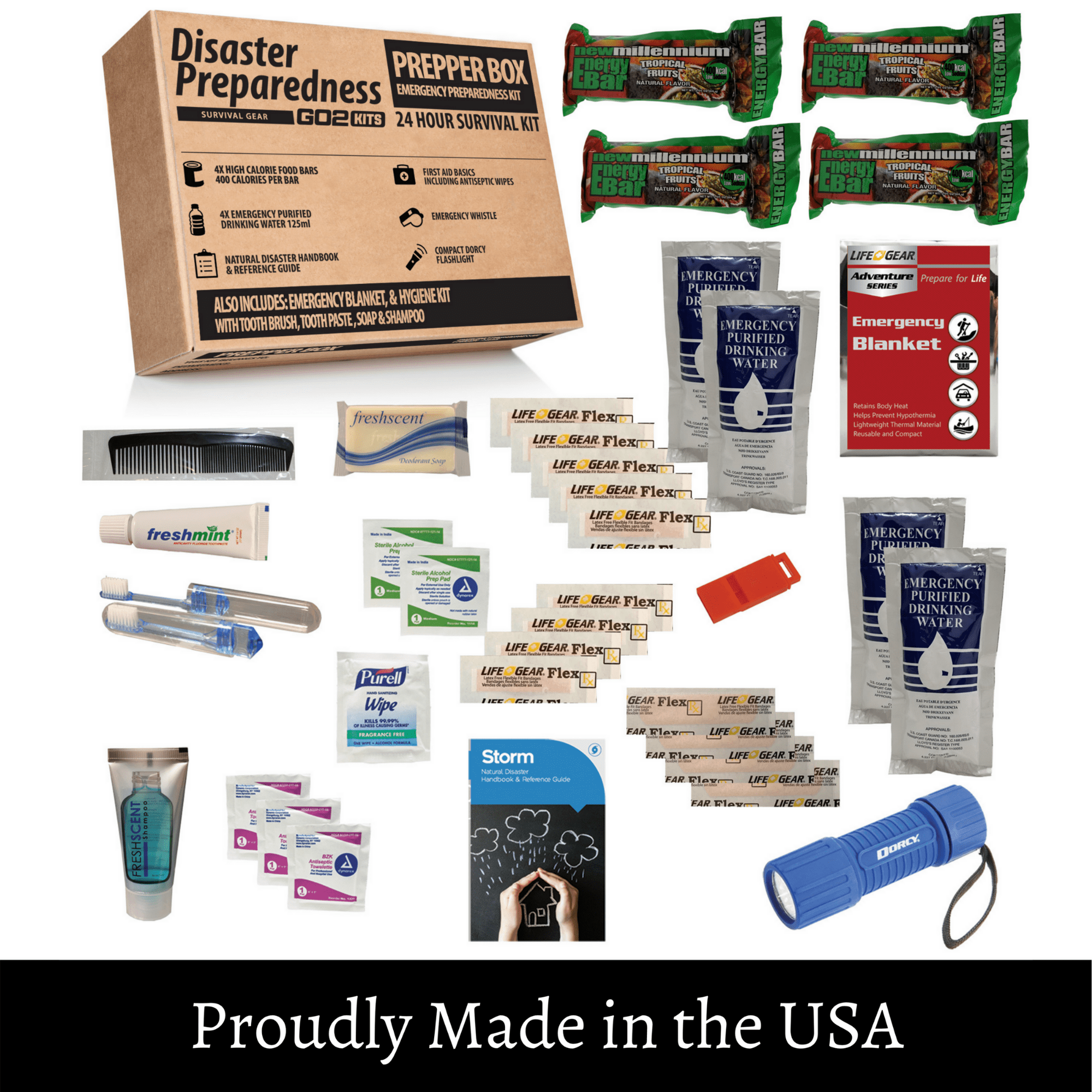 Disaster Survival Kit with Food, Water & First Aid