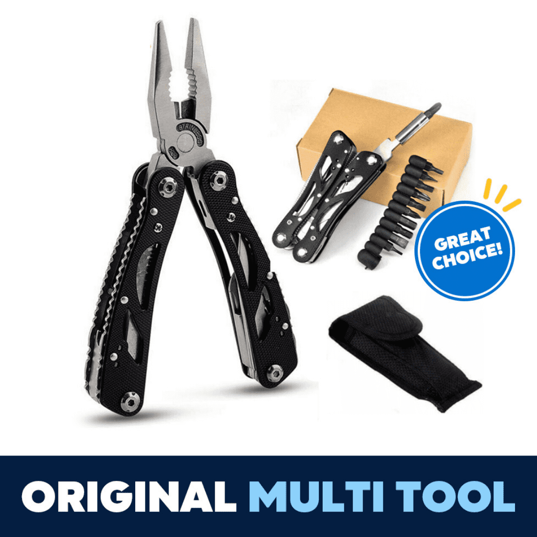 Black Stainless Steel Pocket Multi-Tool Kit