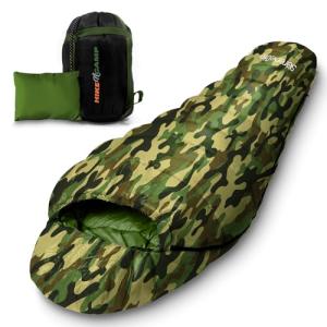 Camouflage Mummy Sleeping Bag with Pillow for Camping