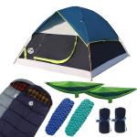 9-Piece Camping Tent Kit with Hammocks and Blankets