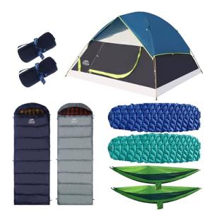 9-Piece Camping Set with Tent, Sleeping Gear, Hammocks