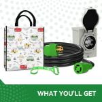 30FT 30 Amp Generator Cord and Inlet Box Combo