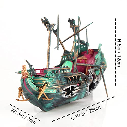 Aquarium Sunken Ship Air Bubbler Ornament