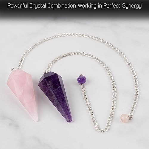 Amethyst & Rose Quartz Pendulum Set for Tarot