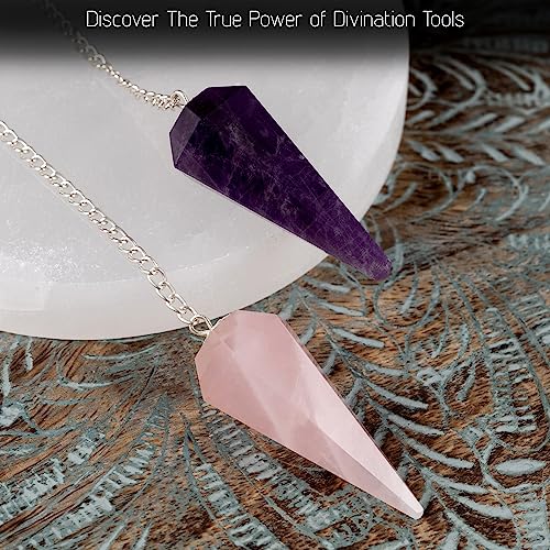Amethyst & Rose Quartz Pendulum Set for Tarot