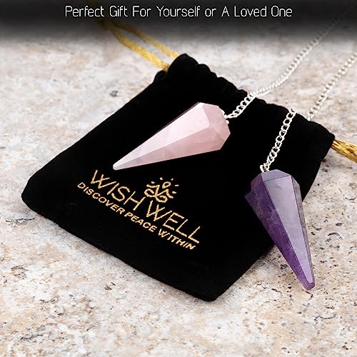 Amethyst & Rose Quartz Pendulum Set for Tarot