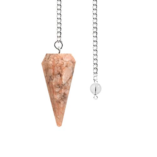 Sunstone Crystal Pendulum - Beige, Hexagonal, Divination, Reiki
