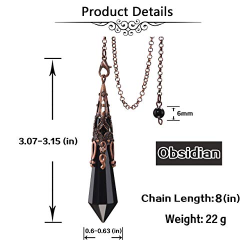 Black Obsidian Crystal Pendulum for Tarot Card Divination