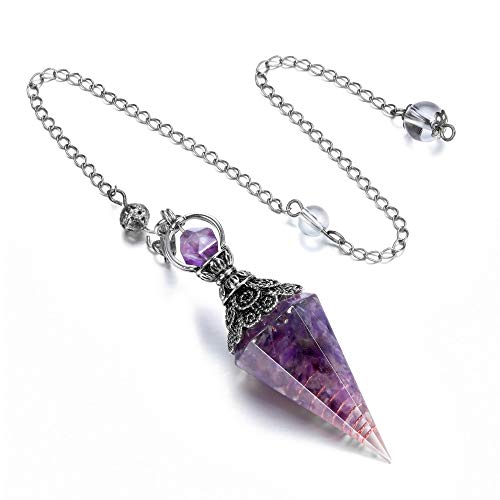 Natural Amethyst Healing Crystal Dowsing Pendulum - Tarot