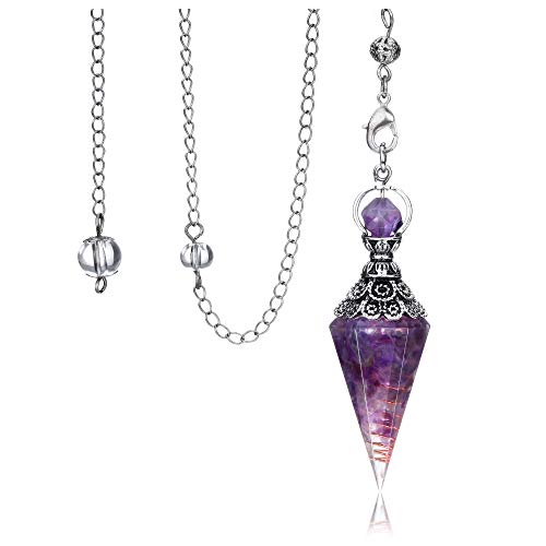 Natural Amethyst Healing Crystal Dowsing Pendulum - Tarot