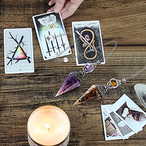 Natural Amethyst Healing Crystal Dowsing Pendulum - Tarot