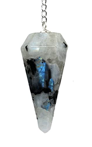 Gemstone Rainbow Moonstone Divination Pendulum - Dowsing Necklace