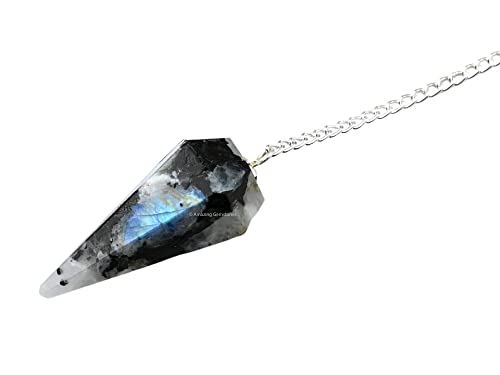 Gemstone Rainbow Moonstone Divination Pendulum - Dowsing Necklace
