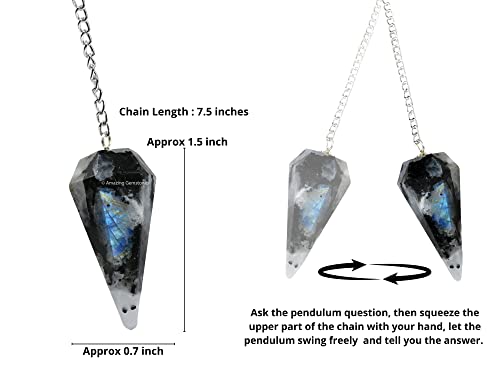 Gemstone Rainbow Moonstone Divination Pendulum - Dowsing Necklace